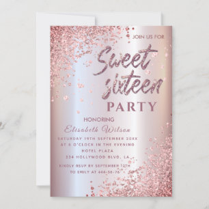Cool modern diamond luxury rose gold sweet 16  invitation