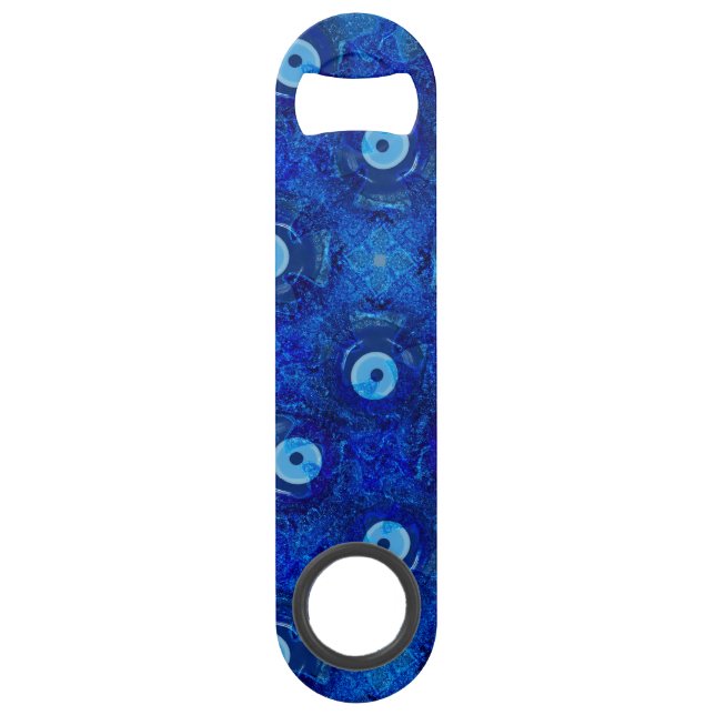 Cool, modern digital art of blue evil eye pattern (Front)