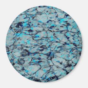 Cool, modern digital art of blue watercolor magnet