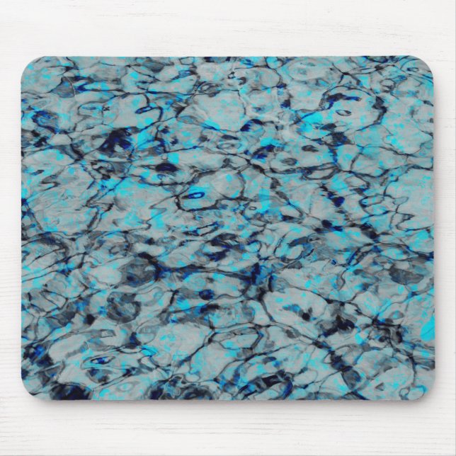 Cool, modern digital art of blue watercolor mouse pad (Front)