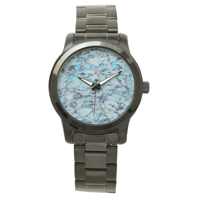 Cool, modern digital art of blue watercolor watch (Front)
