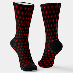 Cool Modern Digital Art Red and Black Socks