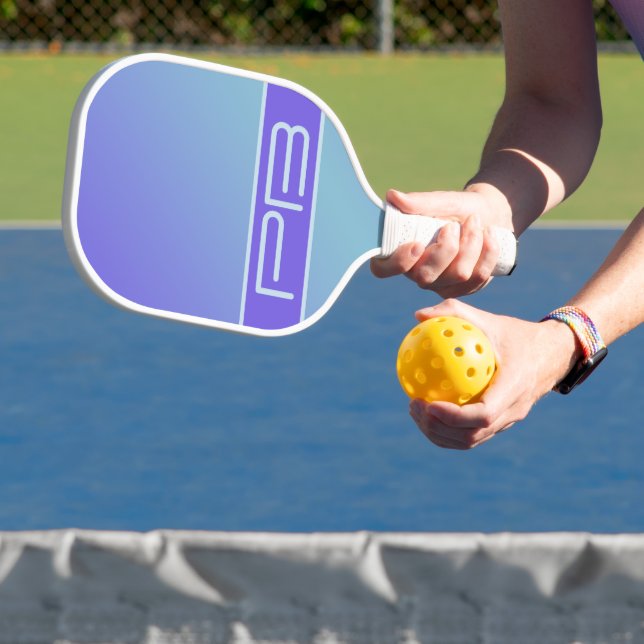 Cool Modern Double Initials Gradient Purple Blue   Pickleball Paddle (Insitu)