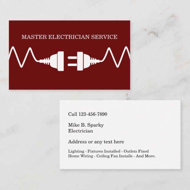 Cool Modern Electrician Business Card (Front/Back)