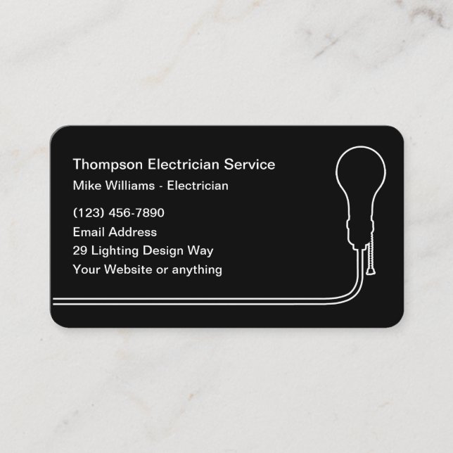 Cool Modern Electrician Business Cards (Front)