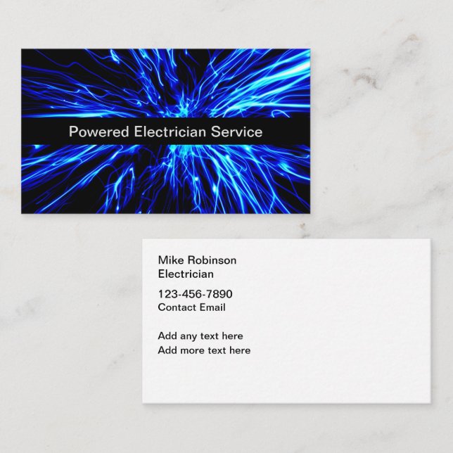 Cool Modern Electrician Business Cards (Front/Back)