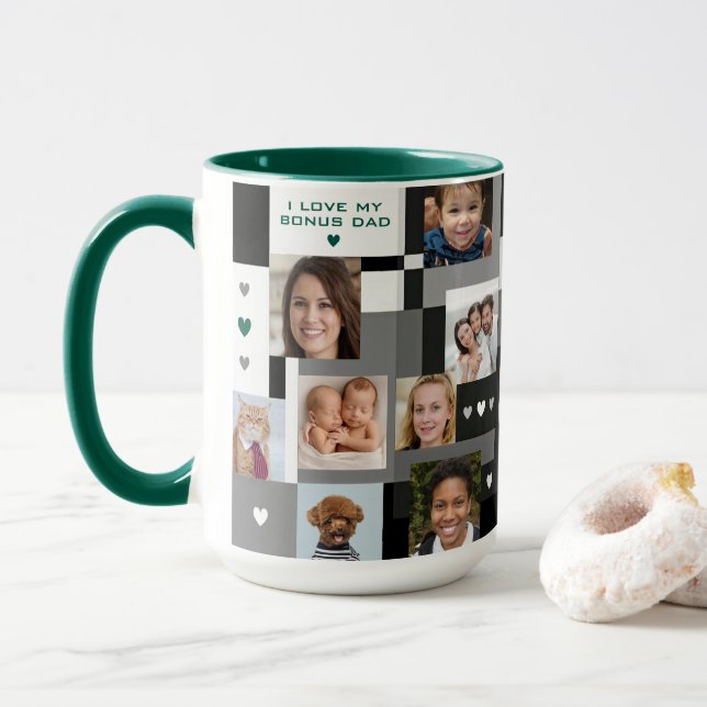 Cool Modern Family Gift 18 Photos Love You Stepdad Mug (With Donut)