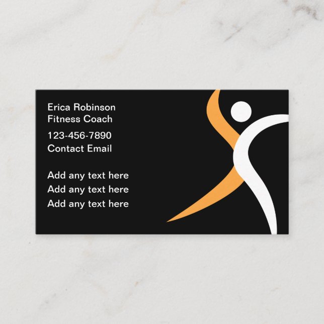 Cool Modern Fitness Coach Business Cards (Front)