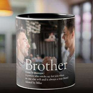 Cool Modern Fun Photo Best Brother Ever Definition Two-Tone Coffee Mug