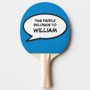 Cool Modern Funny Personalised Speech Bubble Ping Pong Paddle
