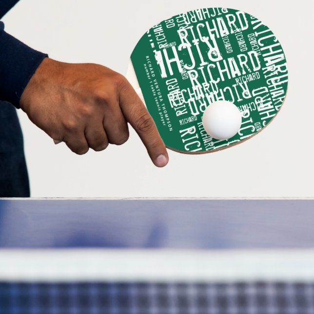 Cool Modern Green Table-Tennis-Paddle with Name  Ping Pong Paddle (Insitu)
