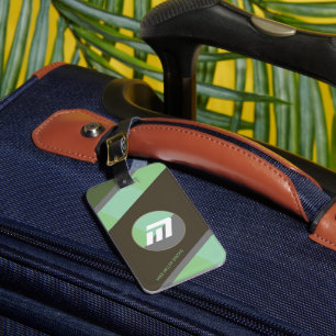 Cool Modern Greenish Striped Identifier Monogram Luggage Tag