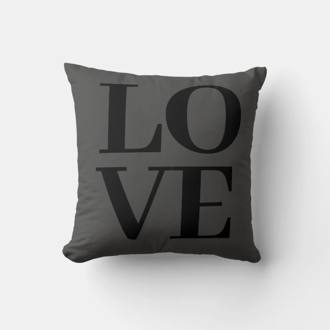 Cool Modern Grey Black Love  Throw Pillow (Front)