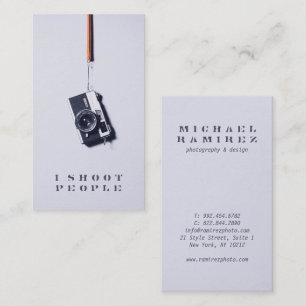 Cool modern grey professional photographer camera business card