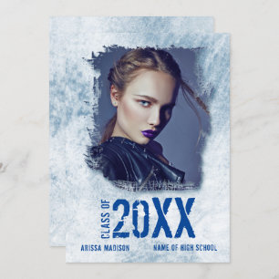 Cool Modern Grunge Double Sided Photo Blue Grad Announcement