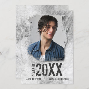 Cool Modern Grunge Double Sided Photo Graduate Announcement