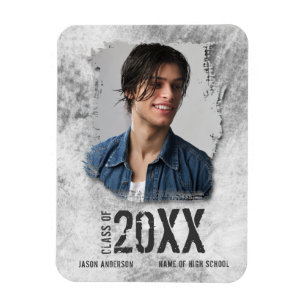 Cool Modern Grunge Photo Graduate Announcement Magnet