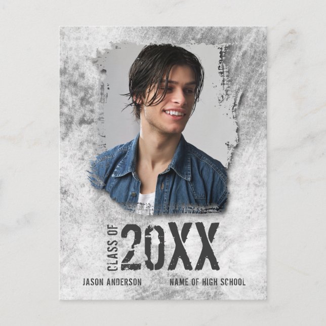 Cool Modern Grunge Photo Graduate Announcement Postcard (Front)