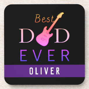 Cool Modern Guitar Best Dad Ever Fathers Day Coaster
