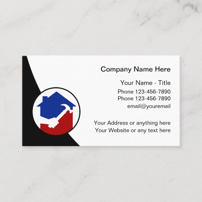 Cool Modern Handyman Construction Business Card (Front)