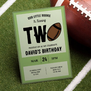 Cool Modern Little Rookie Football 2nd Birthday Invitation