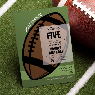 Cool Modern Little Rookie Football Birthday Invitation