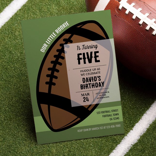 Cool Modern Little Rookie Football Birthday Invitation (Creator Uploaded)
