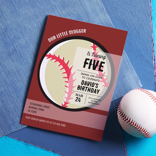 Cool Modern Little Slugger Baseball Birthday Invitation (Creator Uploaded)