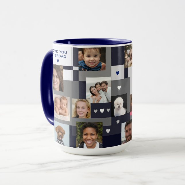  Cool Modern Lovely Add 18 Photos Love You Stepdad Mug (Front Left)