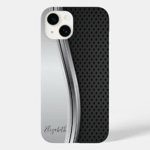 Cool Modern Metallic Silver Black   Case-Mate iPhone 14 Case