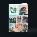 Cool modern mint photos collage grid 21 birthday card<br><div class="desc">Cool modern mint green photos collage grid 21 birthday ,  add 8 of your friends favourite photo with a modern and cool elegant script font typography. Add your message inside.</div>