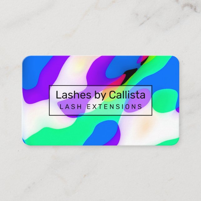 Cool Modern Neon Liquid Geometric Pattern Business Card (Front)