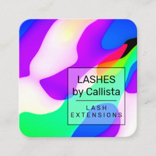 Cool Modern Neon Liquid Geometric Pattern Square Business Card