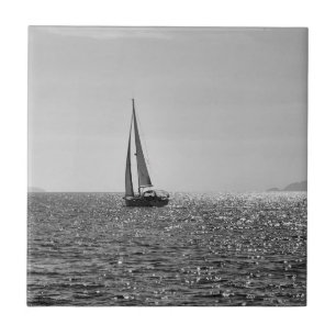Cool modern photo of sail boat in summer ceramic tile
