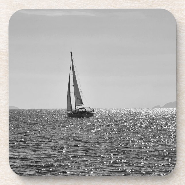 Cool modern photo of sail boat in summer coaster (Front)