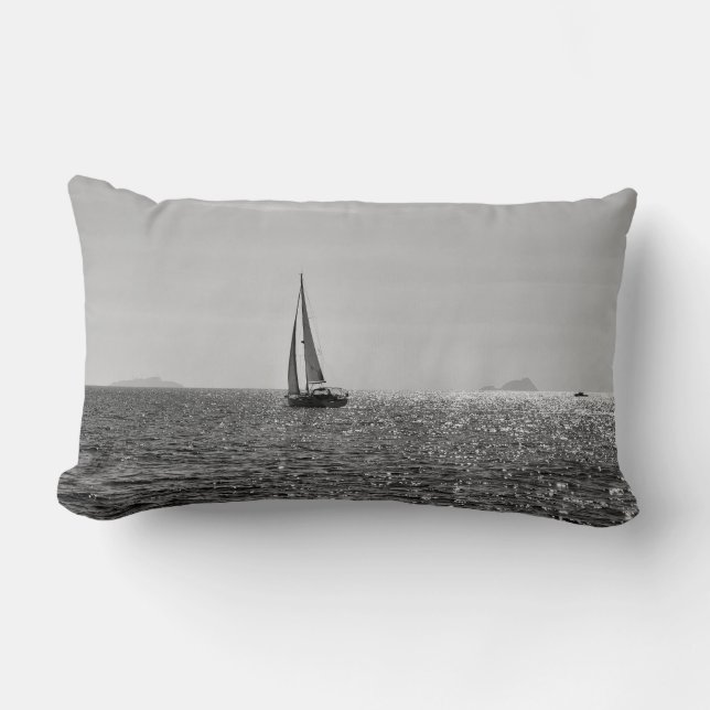 Cool modern photo of sail boat in summer lumbar cushion (Front)