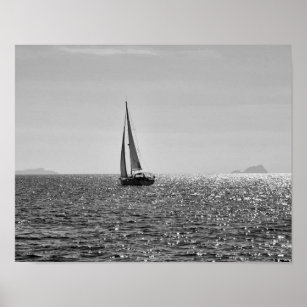 Cool modern photo of sail boat in summer poster