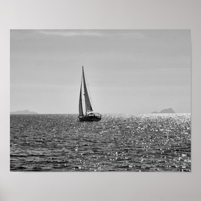 Cool modern photo of sail boat in summer poster (Front)