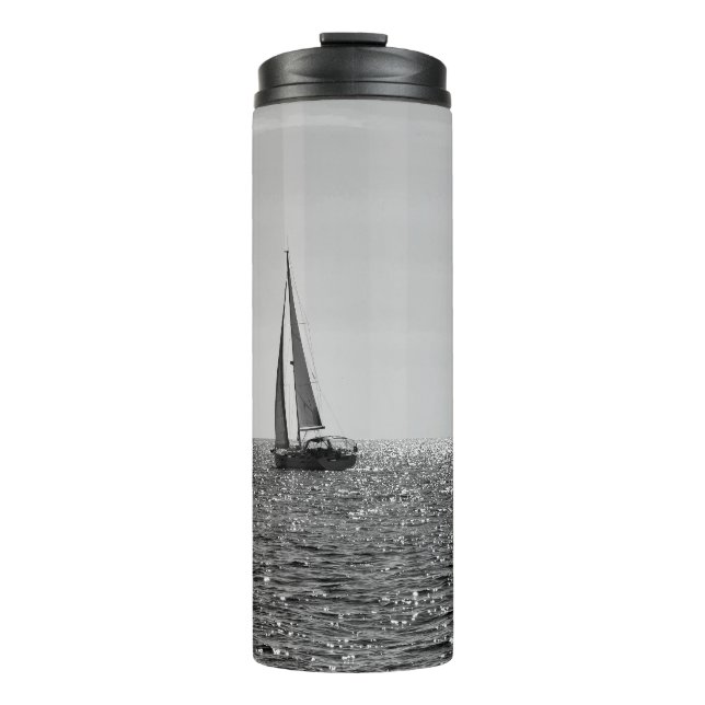Cool modern photo of sail boat in summer thermal tumbler (Front)