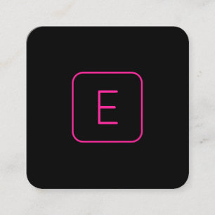 Cool Modern Pink Black Monogram or Company Letter Square Business Card