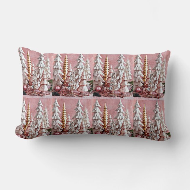 "COOL MODERN PINK CHRISTMAS PILLOW" LUMBAR CUSHION (Front)
