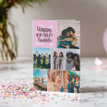 Cool modern pink photos collage grid 21 birthday card<br><div class="desc">Cool modern pink photos collage grid 21 birthday ,  add 8 of your friends favourite photo with a modern and cool elegant script font typography. Add your message inside.</div>
