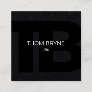 Cool Modern Professional Black 2 Letter Monogram Square Business Card