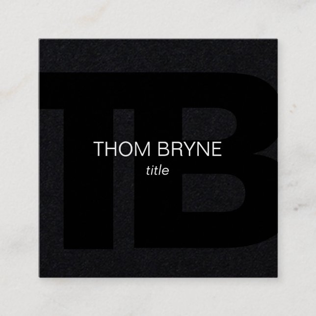 Cool Modern Professional Black 2 Letter Monogram Square Business Card (Front)