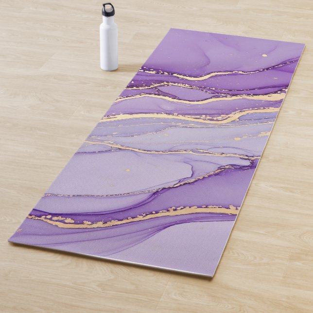 Cool Modern Purple Marble Gold Glitter  Yoga Mat (In Situ)