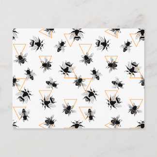 Cool Modern Queen Bees Pattern Postcard