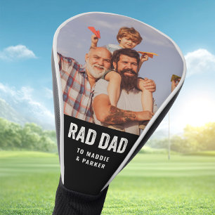 Cool Modern RAD DAD Custom Kid Names Photo Golf Head Cover