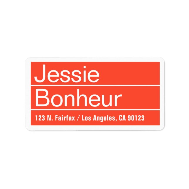 Cool Modern Red Orange Return Address Label (Front)