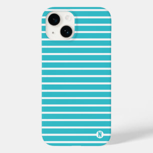 cool modern script sky blue with white stripes Case-Mate iPhone 14 case