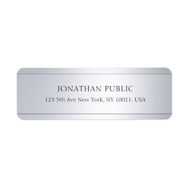 Cool Modern Silver Artistic Plain Return Address Label (Front)